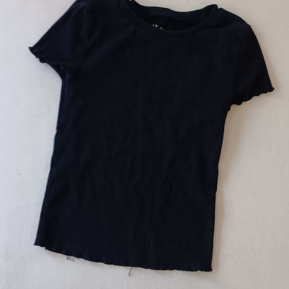 Aeropostale Black Fitted Ribbed Short Sleeve Tee